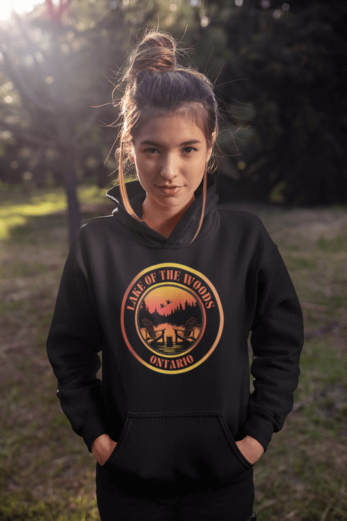 Featuring a stunning sunset scene, this hoodie wraps you in cozy dockside bliss, whether you're lakeside or just pretending from your couch.