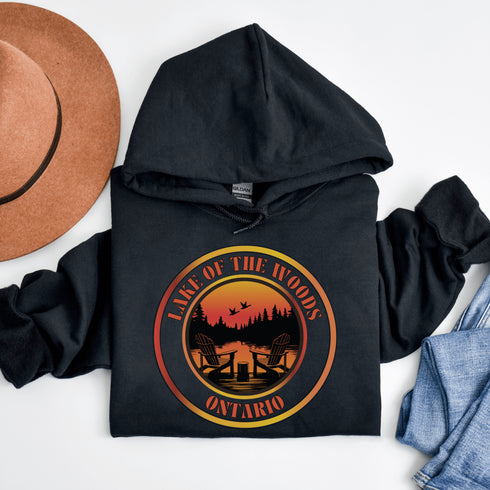 Featuring a stunning sunset scene, this hoodie wraps you in cozy dockside bliss, whether you're lakeside or just pretending from your couch.