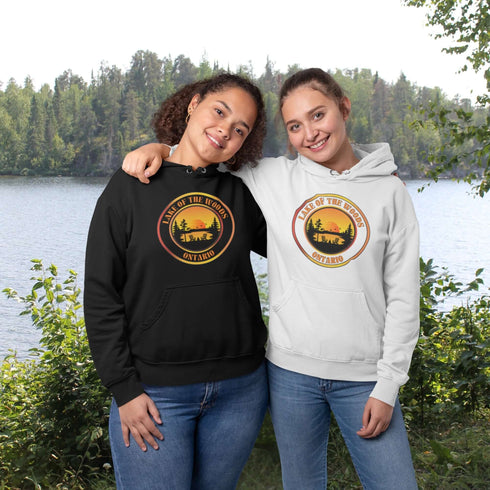 This hoodie brings the Lake of the Woods sunset straight to your closet—minus the mosquitoes and questionable fishing luck.