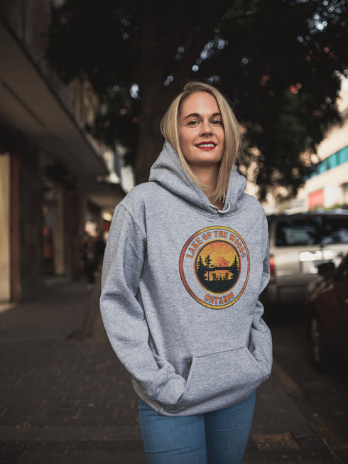 This hoodie brings the Lake of the Woods sunset straight to your closet—minus the mosquitoes and questionable fishing luck.