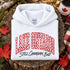 Lake Ontario Still Canadian Bud hoodie with red maple leaf collegiate lettering and Canadian lake-inspired design