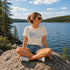 Livin' On Lake Time t-shirt featuring a lakeside chair and dock design inspired by Manitoba lake life and cottage weekends.