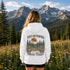 Vintage outdoor hoodie featuring a matching left chest graphic and a large back design inspired by hiking, forests, mountains, and adventure on a premium unisex hoodie displayed in an outdoor lifestyle setting.