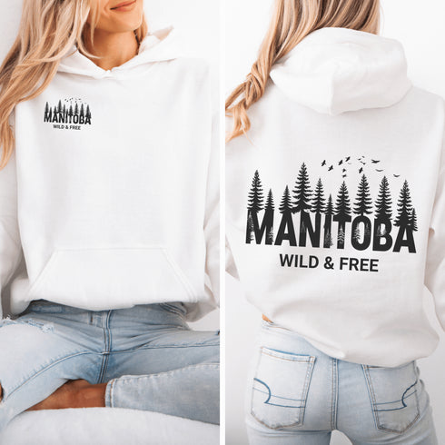 This striking design showcases a serene forest scene that reflects the natural charm and rugged landscapes of Manitoba.