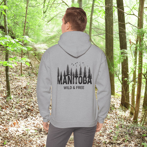 This striking design showcases a serene forest scene that reflects the natural charm and rugged landscapes of Manitoba.