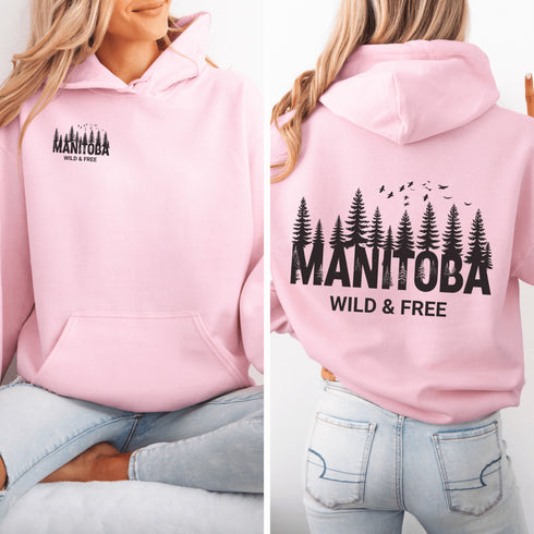 This striking design showcases a serene forest scene that reflects the natural charm and rugged landscapes of Manitoba.