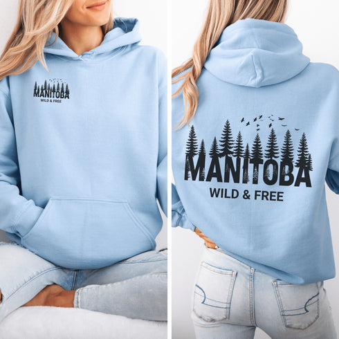 This striking design showcases a serene forest scene that reflects the natural charm and rugged landscapes of Manitoba.