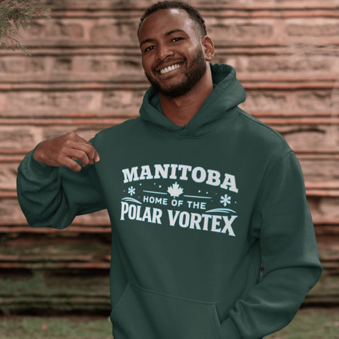The MANITOBA – Home of the Polar Vortex Hoodie is a badge of honour for those who’ve braved brutal windchills, frozen eyelashes, and mornings that start at –48.