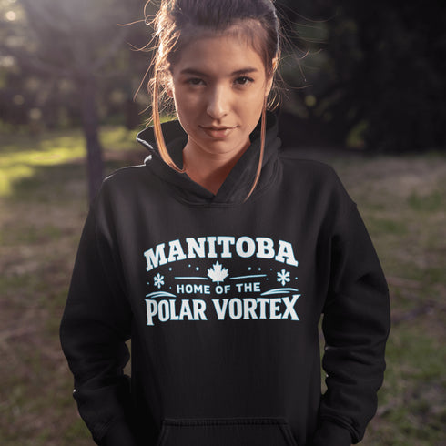 The MANITOBA – Home of the Polar Vortex Hoodie is a badge of honour for those who’ve braved brutal windchills, frozen eyelashes, and mornings that start at –48.