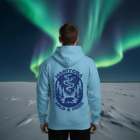 Wrap yourself in cozy prairie vibes with this beautifully designed Manitoba “Wild & Free” hoodie.