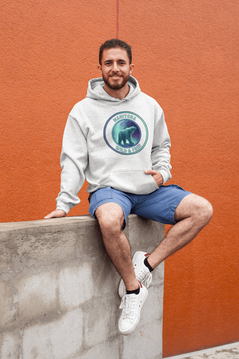 This hoodie brings the beauty of Manitoba’s north right to your wardrobe, featuring a fearless polar bear under the glow of the Northern Lights. With the bold Manitoba - Wild & Free slogan, you’ll feel the spirit of the tundra while staying wrapped in cozy warmth.