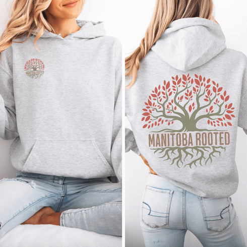This cozy and stylish piece features a beautifully designed tree graphic with intricate roots, symbolizing the strength and heritage that ties you to this great province.