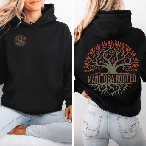 This cozy and stylish piece features a beautifully designed tree graphic with intricate roots, symbolizing the strength and heritage that ties you to this great province.