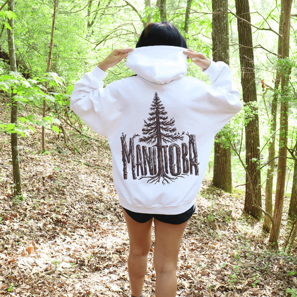 Show your love for Manitoba’s natural beauty with this cozy and stylish hoodie featuring “Manitoba” in a beautifully crafted tree branch font.