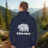 Northern Heritage Bear Hoodie featuring Indigenous-inspired bear artwork and bear paw sleeve graphics. Cozy Canada pullover sweatshirt built for warmth, heritage, and style.