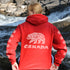 Northern Heritage Bear Hoodie featuring Indigenous-inspired bear artwork and bear paw sleeve graphics. Cozy Canada pullover sweatshirt built for warmth, heritage, and style.
