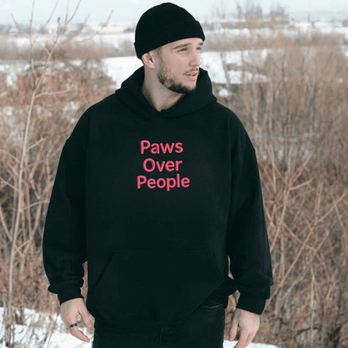 This embroidered hoodie says what every true animal lover is already thinking: Paws. Always. Over. People.