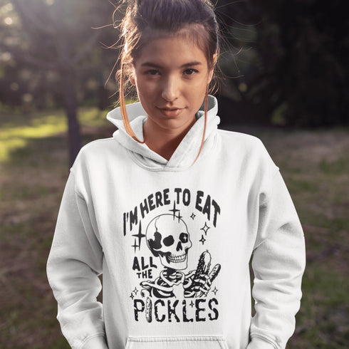Whether you're out haunting or hoarding pickles, this hoodie’s got you covered—literally. Soft, cozy, and designed for the pickle-loving rebel inside you.