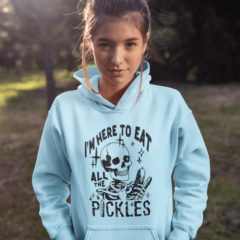 Whether you're out haunting or hoarding pickles, this hoodie’s got you covered—literally. Soft, cozy, and designed for the pickle-loving rebel inside you.