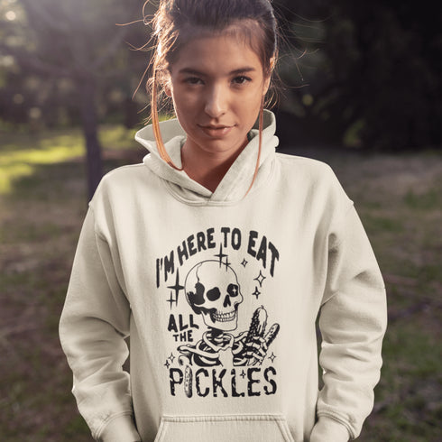 Whether you're out haunting or hoarding pickles, this hoodie’s got you covered—literally. Soft, cozy, and designed for the pickle-loving rebel inside you.