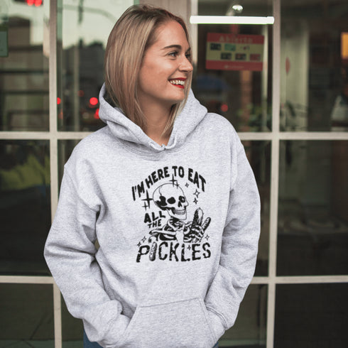 Whether you're out haunting or hoarding pickles, this hoodie’s got you covered—literally. Soft, cozy, and designed for the pickle-loving rebel inside you.