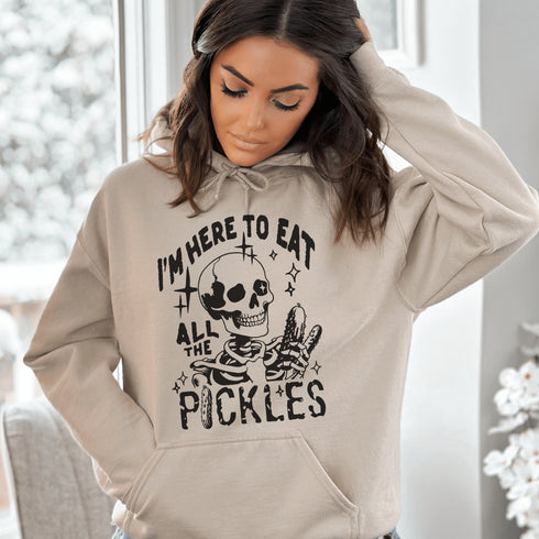 Whether you're out haunting or hoarding pickles, this hoodie’s got you covered—literally. Soft, cozy, and designed for the pickle-loving rebel inside you.