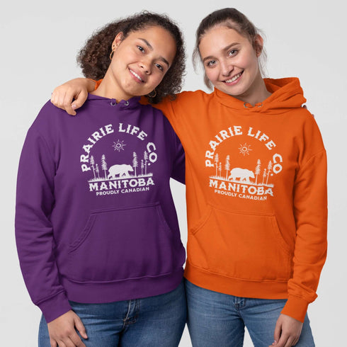 Featuring a bold graphic of a majestic bear surrounded by trees, this hoodie is perfect for those who love exploring nature or simply want to carry a bit of wilderness with them wherever they go.