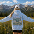 Unisex Gildan 18500 hoodie featuring a matching left chest graphic and a large vintage-inspired back design celebrating pollinators, wildflowers, bees, butterflies, and hummingbirds. Available in multiple colors for hiking, gardening, camping, nature lovers, and everyday outdoor wear.