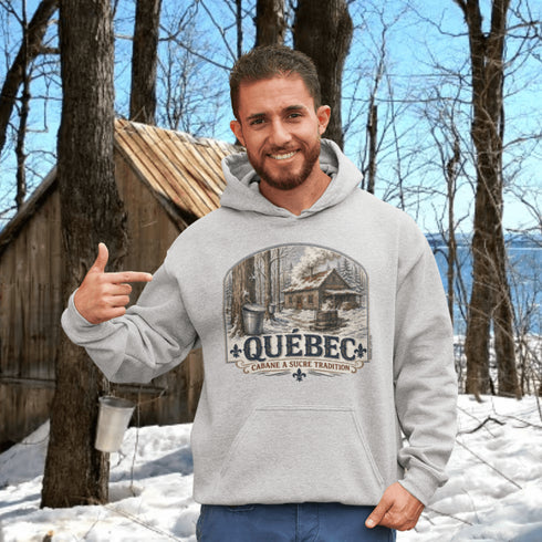Quebec Sugar Shack Hoodie – Cabane à Sucre Tradition Sweatshirt, Canadian Maple Syrup Hoodie, Winter Cabin Pullover
