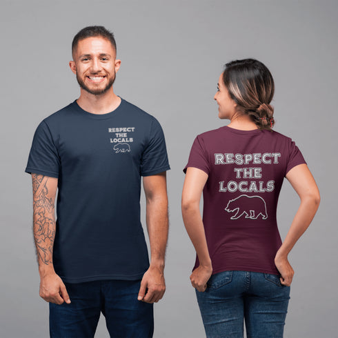 Introducing our latest camping t-shirt featuring a bear graphic and the empowering slogan "Respect The Locals". Crafted for outdoor enthusiasts and nature lovers, this shirt is a must-have for your next adventure in the wilderness.