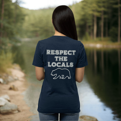 Introducing our latest camping t-shirt featuring a bear graphic and the empowering slogan "Respect The Locals". Crafted for outdoor enthusiasts and nature lovers, this shirt is a must-have for your next adventure in the wilderness.