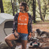 Introducing our exclusive camping t-shirt featuring a camping scene and the catchy slogan "Manitoba - Fires, Friends, Fun."