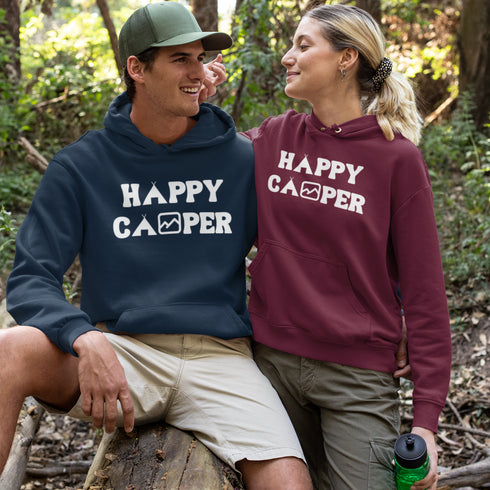 Introducing the "Happy Camper" camping hoodie, the perfect companion for your outdoor adventures!