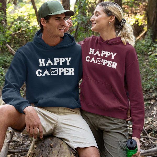 Introducing the "Happy Camper" camping hoodie, the perfect companion for your outdoor adventures!