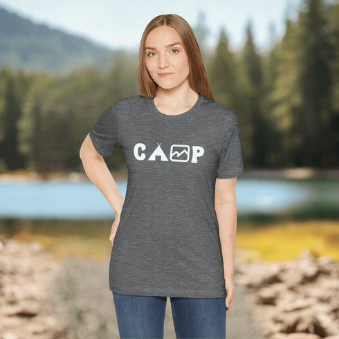 Introducing the perfect addition to your camping gear: the Camp t-shirt! This soft and comfortable shirt is the ultimate must-have for anyone who loves the great outdoors.