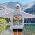 Somewhere Between Lost & Free Back Print Hoodie | Vintage Mountain Hiking Hoodie | Gildan 18500 Heavy Blend Sweatshirt