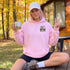 Somewhere Between Lost & Free Back Print Hoodie | Vintage Mountain Hiking Hoodie | Gildan 18500 Heavy Blend Sweatshirt