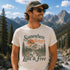 Nature-inspired Somewhere Between Lost & Free t-shirt for hiking and camping enthusiasts