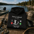 Unisex Gildan 18500 hoodie featuring a humorous fishing-themed graphic design, available in multiple colors for outdoor, lake life, camping, and everyday wear.