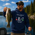 Unisex Gildan 18500 hoodie featuring a humorous fishing-themed graphic design, available in multiple colors for outdoor, lake life, camping, and everyday wear.