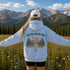 Vintage-inspired outdoor hoodie featuring a matching left chest graphic and large back graphic, displayed in a lifestyle mockup inspired by hiking, camping, scenic mountain roads, and outdoor adventures.