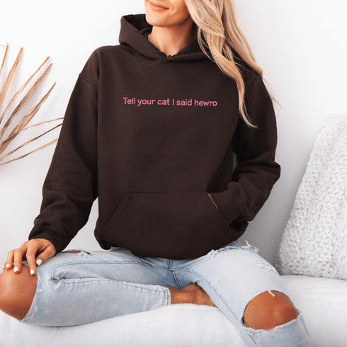 This adorable hoodie is the ultimate conversation starter—especially with cat people who understand the importance of a proper feline greeting (yes, “hewro” counts as proper).