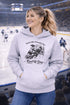 funny hockey hoodie with feels like a penalty box kind of day design featuring players crashing into boards on grey hoodie