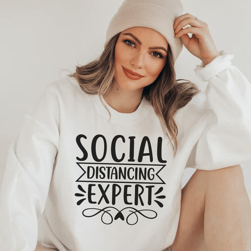 C & Win Sports Social Distancing Expert Sweatshirt S / White - C & Win Sports