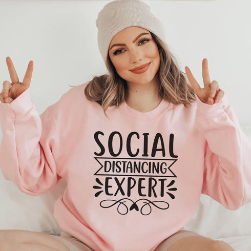 C & Win Sports Social Distancing Expert Sweatshirt S / Light Pink - C & Win Sports