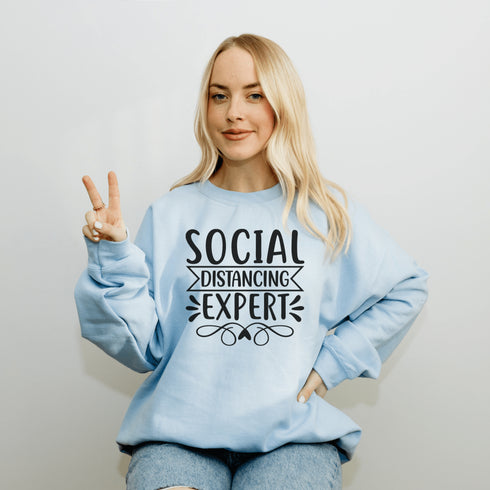 C & Win Sports Social Distancing Expert Sweatshirt S / Light Blue - C & Win Sports
