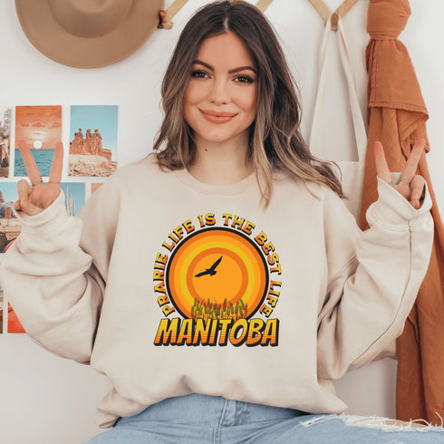 C & Win Sports Manitoba-Prairie Life Is The Best Life Sweatshirt S / Sand - C & Win Sports