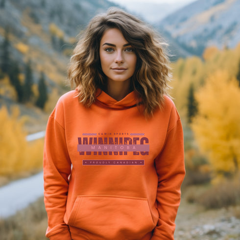 C & Win Sports Winnipeg Manitoba Hoodie Orange / S - C & Win Sports