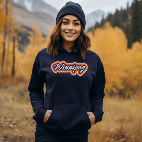 C & Win Sports Winnipeg Retro Hoodie Navy / S - C & Win Sports