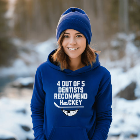 C & Win Sports 4 Out Of 5 Dentists Recommend Hockey Hoodie Royal / S - C & Win Sports